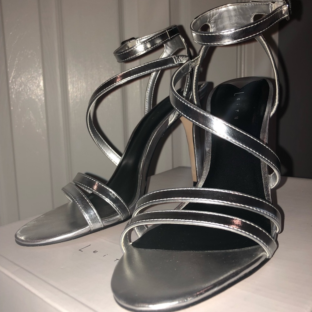 Silver Strappy Heeled Sandals